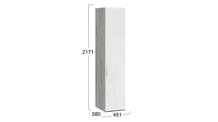 Шкаф Эмбер СМ-348.07.001 (Дуб Гамильтон/Белый глянец) в Магадане - изображение 3