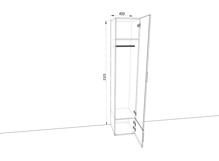 Шкаф распашной 450х500х2325мм (Ш4319) Белый/Дуб крафт в Магадане - изображение 1