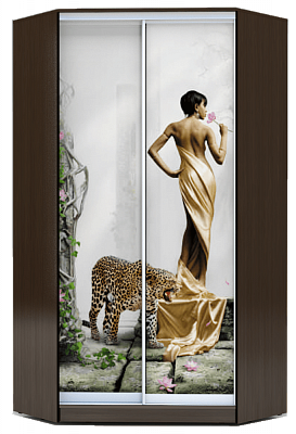 Шкаф угловой 2200х1103, ХИТ У-22-4-77-03, Девушка с леопардом, венге в Магадане - изображение