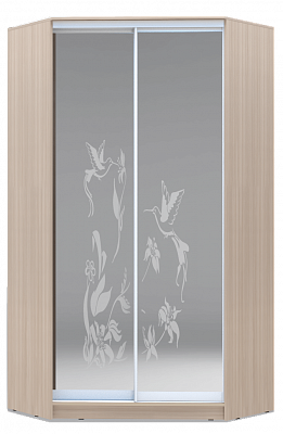 Угловой шкаф 2200х1103, ХИТ У-22-4-66-03, колибри, 2 зеркала, шимо светлый в Магадане - изображение