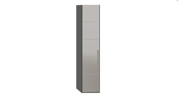Распашной шкаф Наоми с зеркальной дверью левый, цвет Фон серый, Джут СМ-208.07.02 L в Магадане - предосмотр