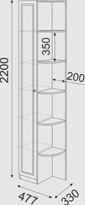 Угловой шкаф-стеллаж Беатрис М13 левый (Орех Гепланкт) в Магадане - предосмотр 3