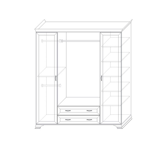 Шкаф четырёхстворчатый с зеркалами Сиена, Бодега белый / патина золото в Магадане - изображение 1
