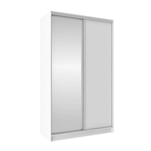 Шкаф 2-х створчатый 1350 Домашний Зеркало/ЛДСП, Белый в Магадане - предосмотр