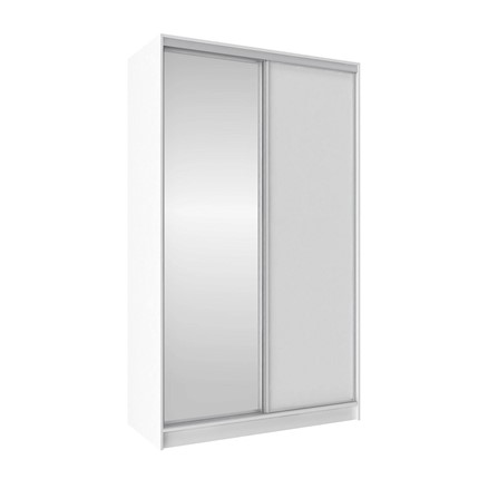 Шкаф 2-х створчатый 1350 Домашний Зеркало/ЛДСП, Белый в Магадане - изображение