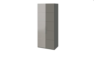 Распашной шкаф Наоми с 1 зеркальной левой дверью, цвет Фон серый, Джут СМ-208.07.04 L в Магадане