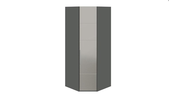 Шкаф угловой Наоми с зеркальной правой дверью, цвет Фон серый, Джут СМ-208.07.07 R в Магадане - изображение