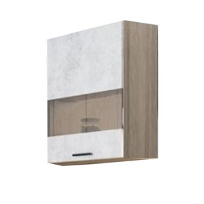 Шкаф кухонный со стеклом Модус, Ш500с/720, цемент светлый в Магадане - предосмотр