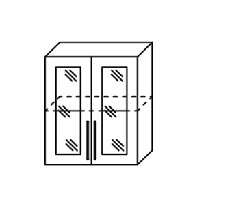 Кухонный шкаф Мыло, настенный двухдверный с полкой со вставкой из стекла 718*600*320, ШНст 600 в Магадане - предосмотр