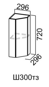 Торцевой закрытый кухонный шкаф Модус, Ш300тз/720, галифакс в Магадане - предосмотр