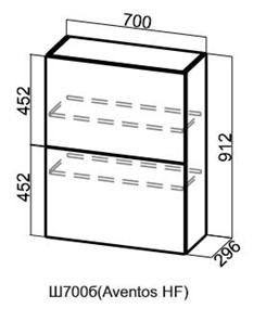Барный навесной шкаф Грейвуд, Ш700б/912, (Aventos HF), деним светлый в Магадане - предосмотр