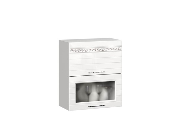 Кухонный шкаф Анастасия 600 с 2 подъемными дверьми 004.521.000 белый глянец в Магадане - изображение