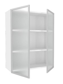 Шкаф кухонный высокий 800, Шервуд, со стеклом ЛД 281.461.000.129, белый/серый в Магадане - предосмотр 1