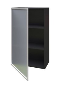 Шкаф кухонный высокий 600, Шервуд, со стеклом левый ЛД 281.451.000.038, серый/черный в Магадане - предосмотр 1