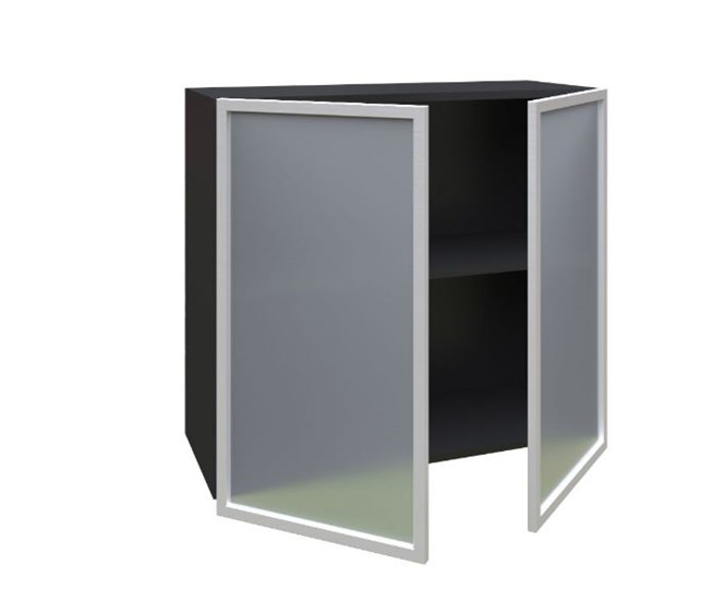 Шкаф кухонный 800, Шервуд, со стеклом ЛД 281.361.000.030, серый/черный в Магадане - изображение 1