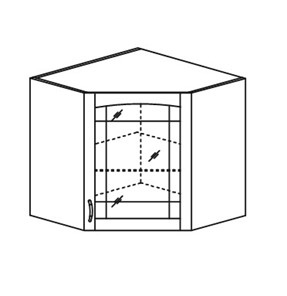 Кухонный шкаф Кантри настенный угловой со вставкой из стекла 718*600*600 мм в Магадане - предосмотр