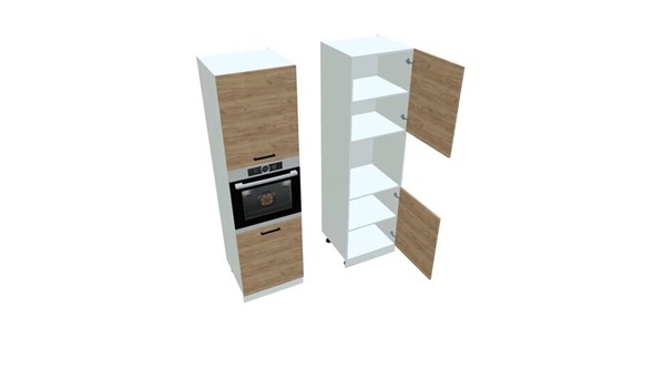 Кухонный шкаф-пенал П7 2, Дуб крафт/Белый в Магадане - изображение