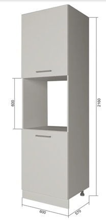 Кухонный шкаф-пенал П7 2, Сатин/Белый в Магадане - изображение