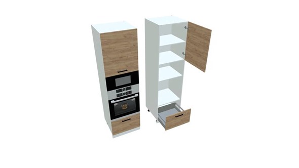 Шкаф-пенал на кухню П7 3, Дуб крафт/Белый в Магадане - изображение