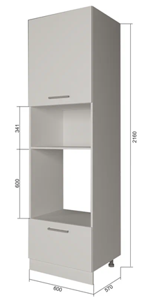 Шкаф-пенал на кухню П7 3, Сатин/Белый в Магадане - изображение