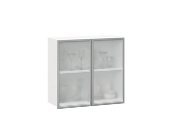 Шкаф кухонный 800, Шервуд, со стеклом ЛД 281.361.000.118, белый/белый глянец в Магадане