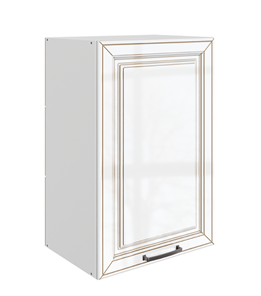Кухонный шкаф Атланта L450 Н720 (1 дв. гл.) эмаль (белый/белый глянец патина золото) в Магадане - предосмотр