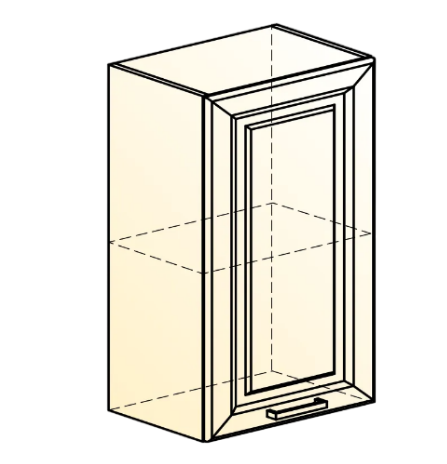 Кухонный шкаф Атланта L450 Н720 (1 дв. гл.) эмаль (белый/белый глянец патина золото) в Магадане - изображение 1