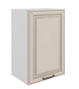 Шкаф кухонный Атланта L450 Н720 (1 дв. гл.) эмаль (белый/сливки патина платина) в Магадане