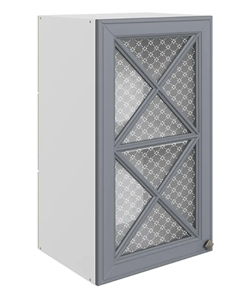 Шкаф навесной Мишель L400 H720 (1 дв. крест.) эмаль (белый/серый) в Магадане - предосмотр
