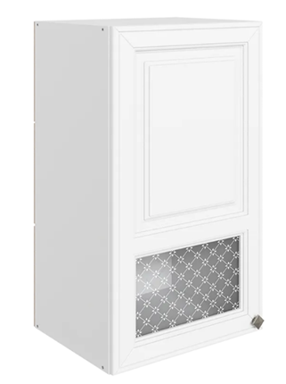Навесной шкаф Мишель L400 H720 (1 дв. окош.) эмаль (белый/белый) в Магадане - изображение
