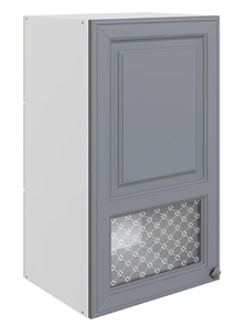 Настенный шкаф Мишель L400 H720 (1 дв. окош.) эмаль (белый/серый) в Магадане - предосмотр