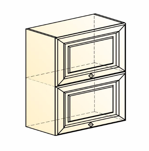 Шкаф навесной Мишель L600 H720 (2 дв. гл. гориз.) эмаль (белый/белый) в Магадане - изображение 1