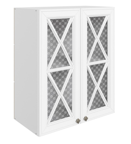 Навесной кухонный шкаф Мишель L600 H720 (2 дв. крест.) эмаль (белый/белый) в Магадане - предосмотр