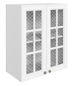 Настенный шкаф Мишель L600 H720 (2 дв. реш.) эмаль (белый/белый) в Магадане - предосмотр