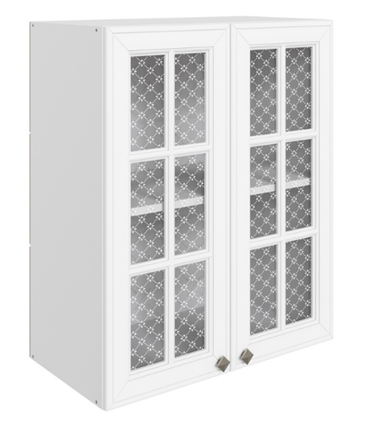 Настенный шкаф Мишель L600 H720 (2 дв. реш.) эмаль (белый/белый) в Магадане - изображение