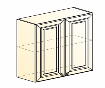 Шкаф навесной Мишель L800 H720 (2 дв. гл.) эмаль (белый/белый) в Магадане - предосмотр 1