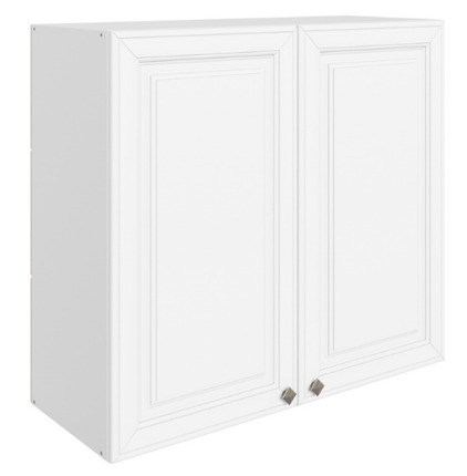 Шкаф навесной Мишель L800 H720 (2 дв. гл.) эмаль (белый/белый) в Магадане - изображение
