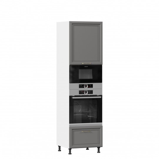 Шкаф-пенал кухонный Джелатто 600 с 4 дверями ЛД 241.470.000.115, Белый/Оникс серый в Магадане - изображение 2