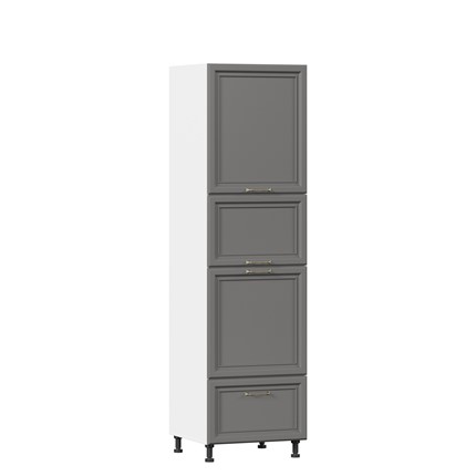 Шкаф-пенал кухонный Джелатто 600 с 4 дверями ЛД 241.470.000.115, Белый/Оникс серый в Магадане - изображение