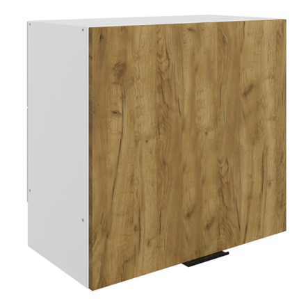 Шкаф настенный Стоун L600 Н566 (1 дв. гл.) (белый/акация светлая) в Магадане - изображение