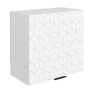Шкаф навесной Стоун L600 Н566 (1 дв. гл.) с фрезировкой (белый/джелато софттач) в Магадане - предосмотр