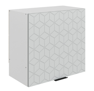 Шкаф настенный Стоун L600 Н566 (1 дв. гл.) с фрезировкой (белый/лайт грей софттач) в Магадане - предосмотр