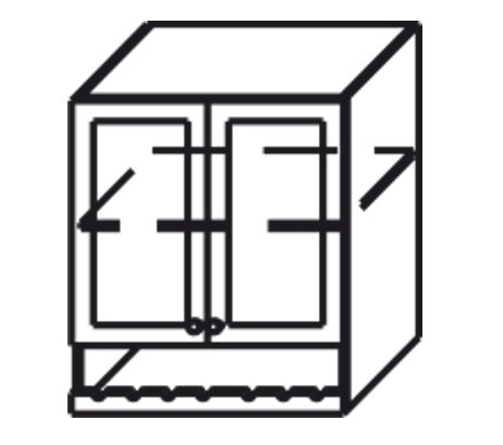 Шкаф кухонный Верона настенный двухдверный с полкой и нишей с планкой 918*600*320 мм, глянец/софт в Магадане - изображение