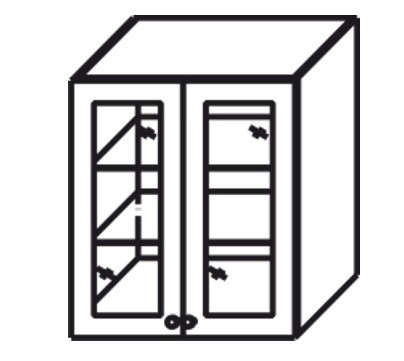 Шкаф кухонный Верона настенный двухдверный с полкой со вставкой из стекла 918*600*320 мм, глянец/софт в Магадане - изображение