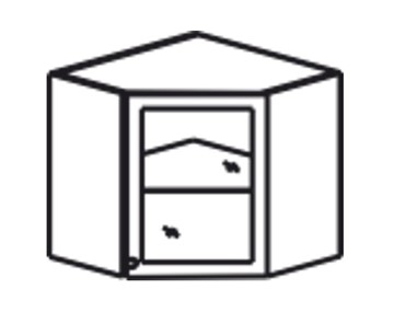 Шкаф кухонный Верона настенный угловой 718*600*600*320 мм со вставкой из стекла, глянец/софт в Магадане