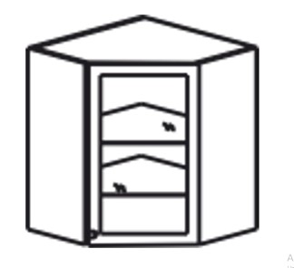 Шкаф кухонный Верона настенный угловой 918*600*600*320 мм со вставкой из стекла, глянец/софт в Магадане