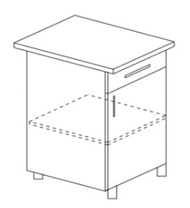 Напольный шкаф однодверный с ящиком Гармония Б8 МДФ премиум, глянец, металик без столешницы в Магадане