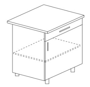 Напольный шкаф однодверный с ящиком Гармония Б9 МДФ премиум, глянец, металик без столешницы в Магадане