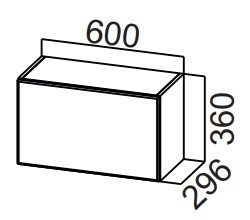 Навесной кухонный шкаф Стайл, ШГ600/360 горизонтальный, МДФ в Магадане - предосмотр