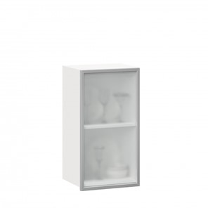 Кухонный шкаф 400 Шервуд, со стеклом левый ЛД 281.321.000.110, белый в Магадане